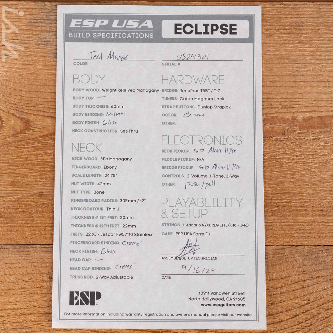 ESP USA Eclipse Teal Marble