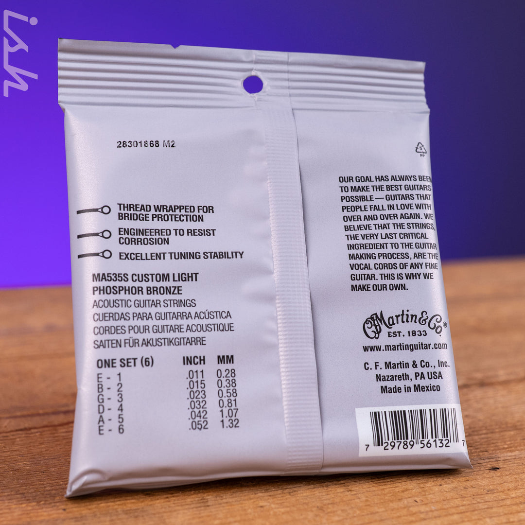 Martin MA535S 11-52 Custom Light Authentic Acoustic Marquis Silked 92/8 Phosphor Bronze Guitar Strings