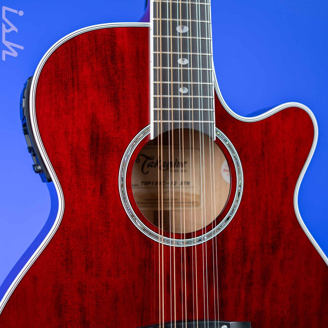 Takamine Thinline TSP158C-12 12-String Acoustic-Electric Guitar See-Through Red Demo