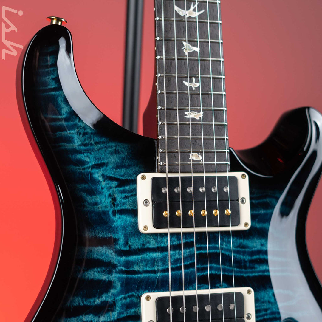 PRS Custom 24-08 Electric Guitar Aquamarine w/ Black Wrap Burst 10-Top