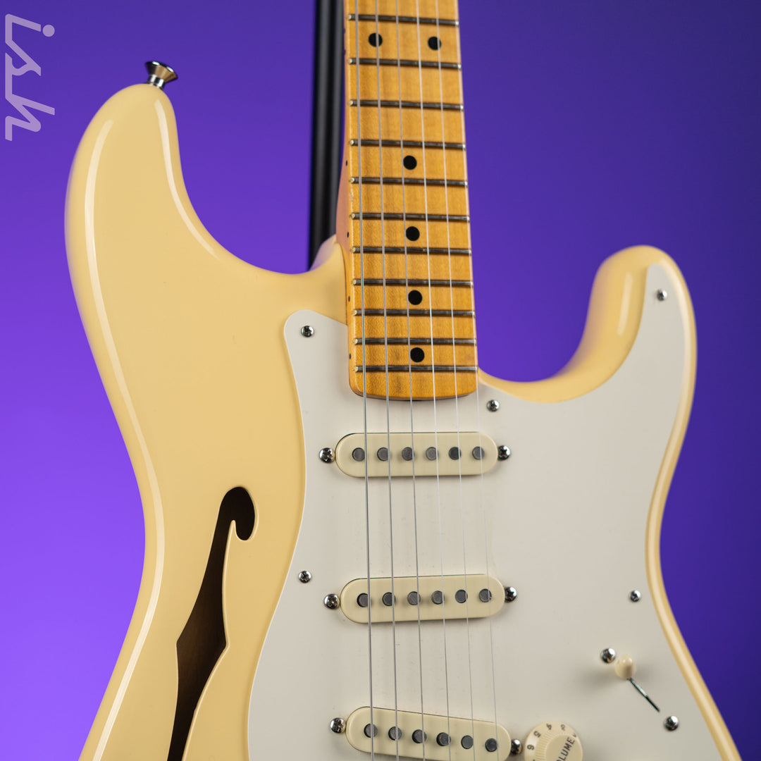 2018 Fender Eric Johnson Signature Thinline Strat Semi-Hollow Electric Guitar Vintage White