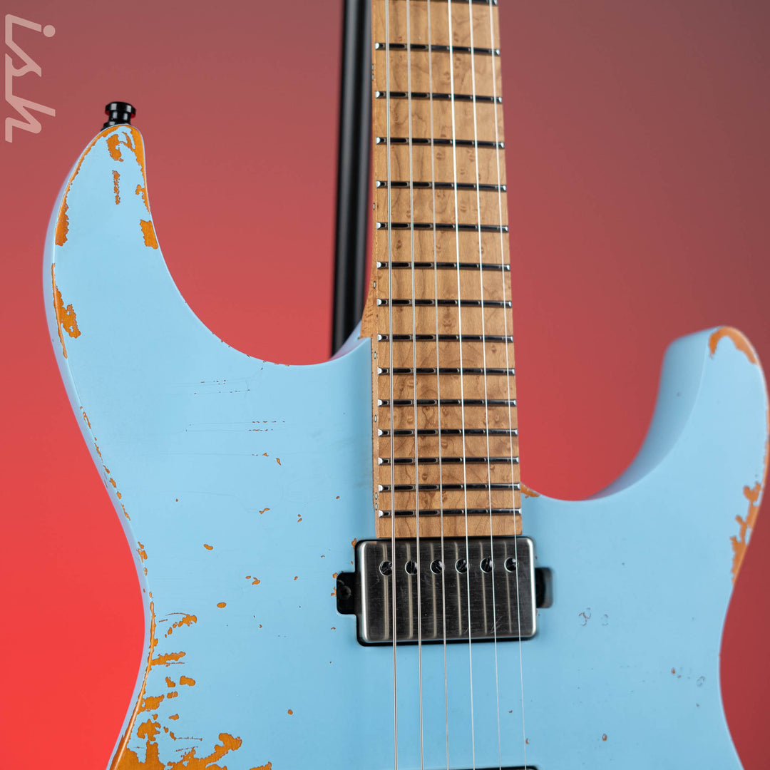 Mayones Aquila Aged Relic 6 Daphne Blue Satin NAMM 2024