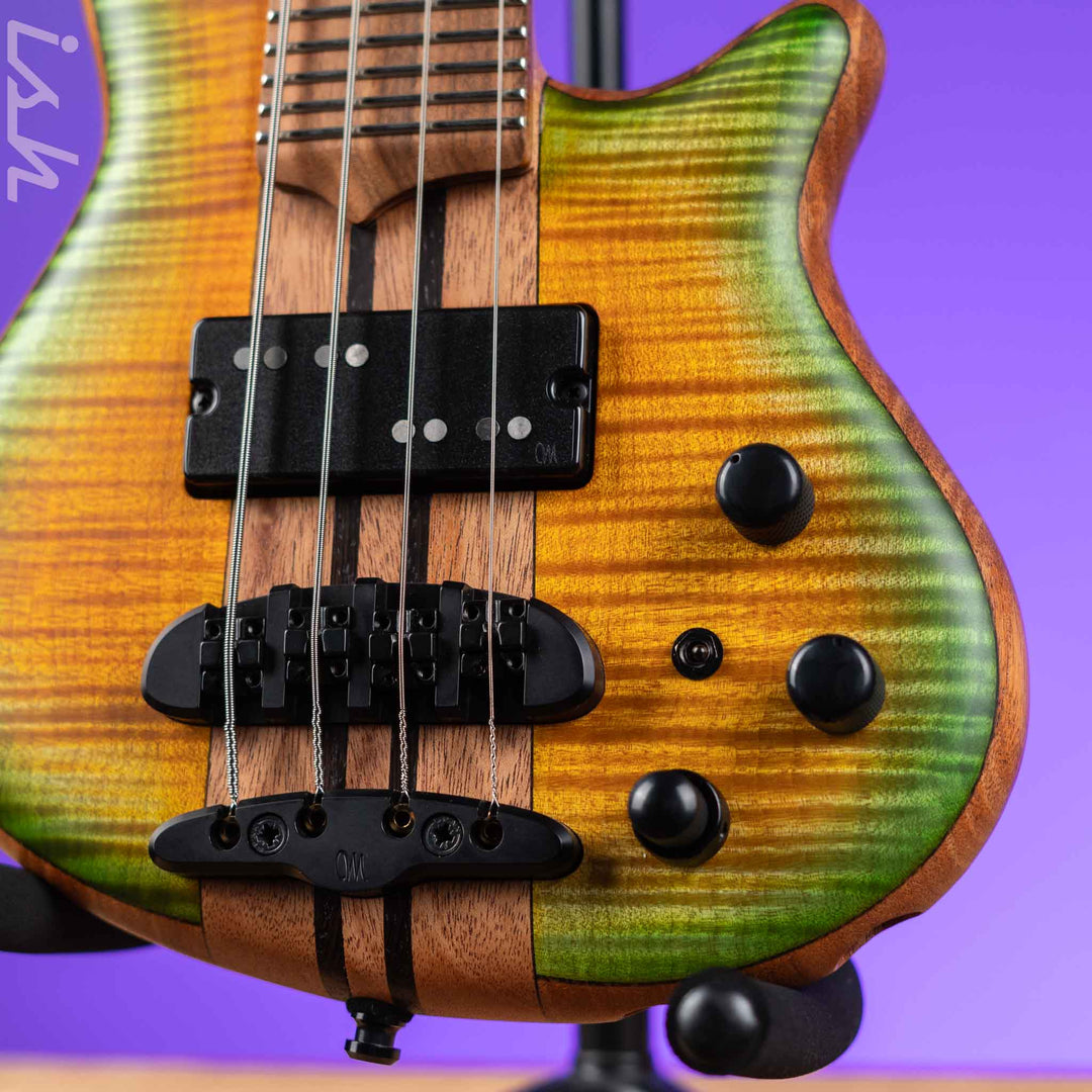 Mayones Cali 4 Bass Flamed Maple 3A Greenburst Matte NAMM 2024