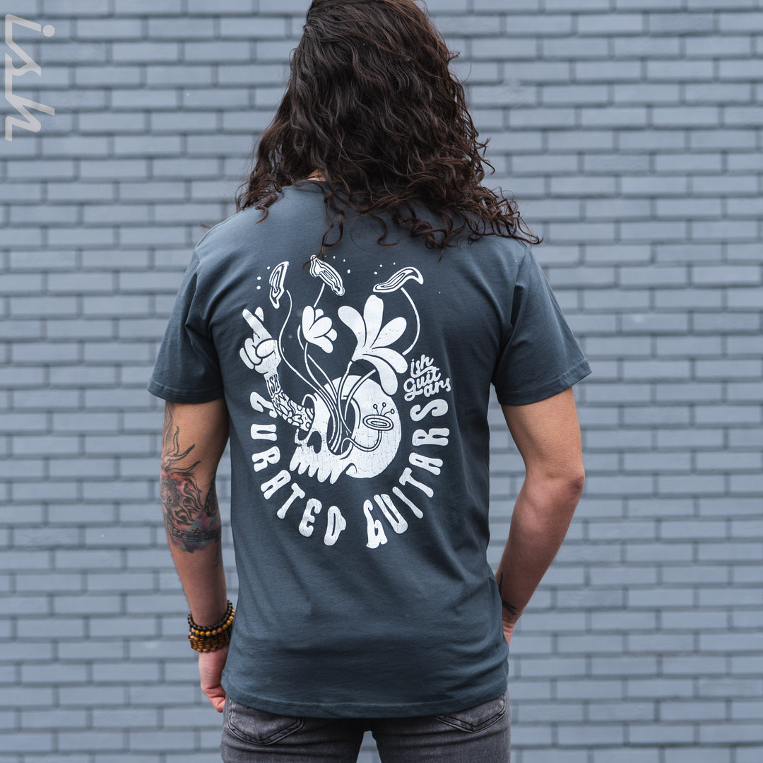 Ish T-Shirt Comic Skull Petrol Blue