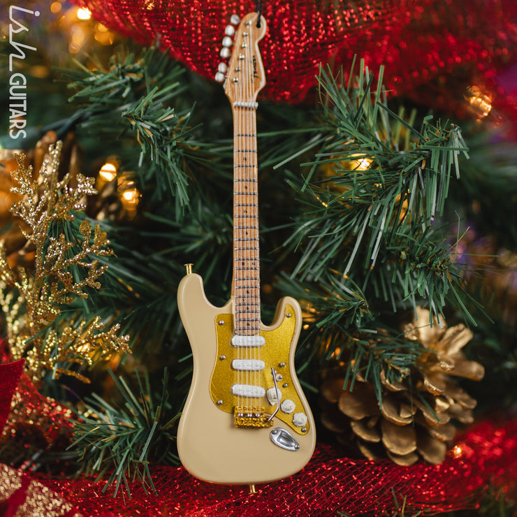 50s Fender Stratocaster Guitar Ornament with Gold Pickguard - 6"