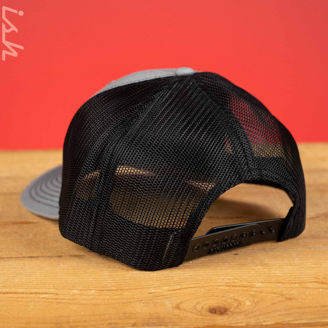 Ish Logo Snapback Trucker Hat Heather Grey/Black