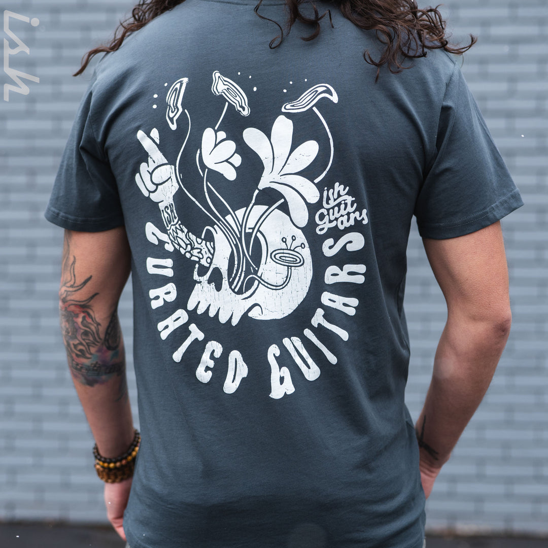 Ish T-Shirt Comic Skull Petrol Blue