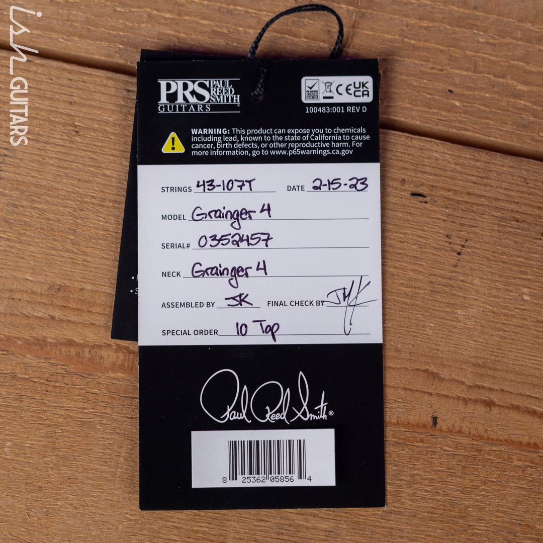 PRS Grainger 4-String Bass Guitar 10-Top Fire Red Smoke Burst