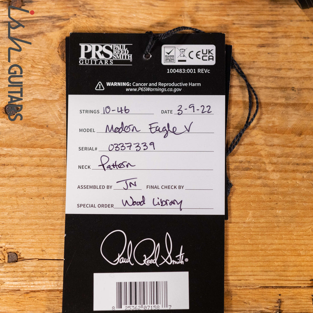PRS Wood Library Modern Eagle V Satin Opaque Black Brazilian Rosewood