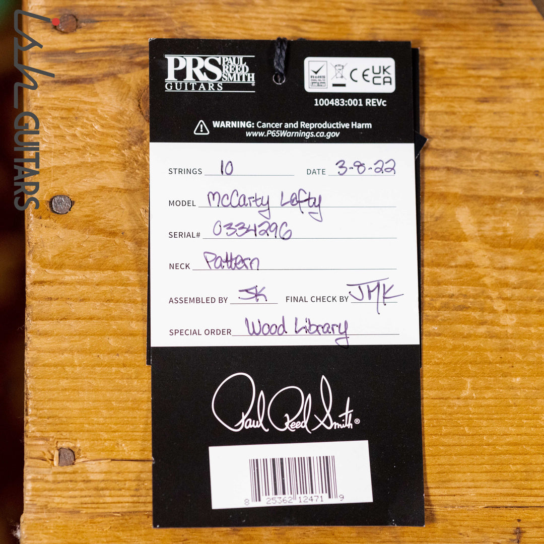 PRS McCarty Lefty Wood Library Violet Blue Burst Artist Flame Maple