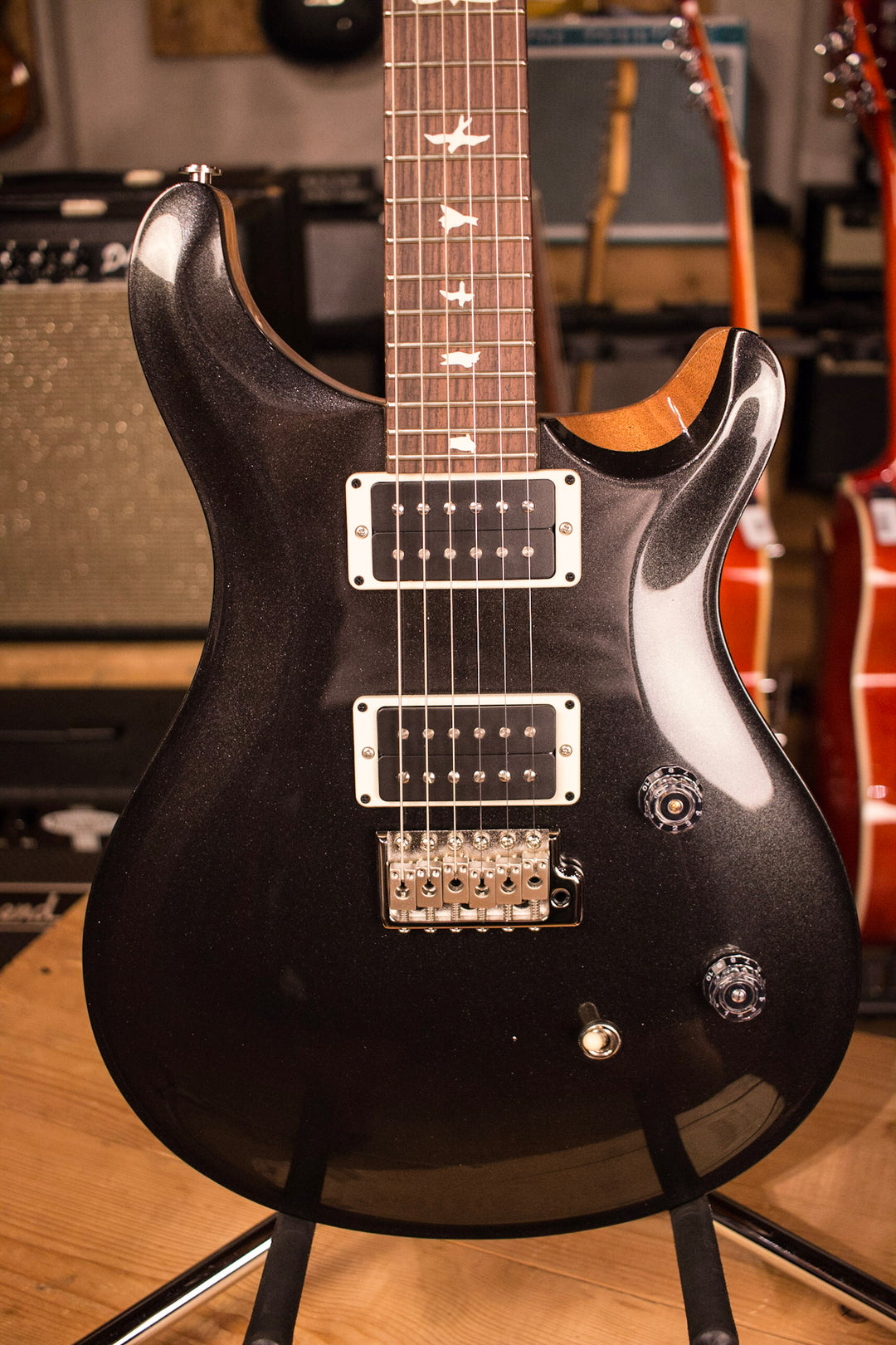 2017 PRS Paul Reed Smith CE24 CUSTOM Color Charcoal Metallic Top Natural Back