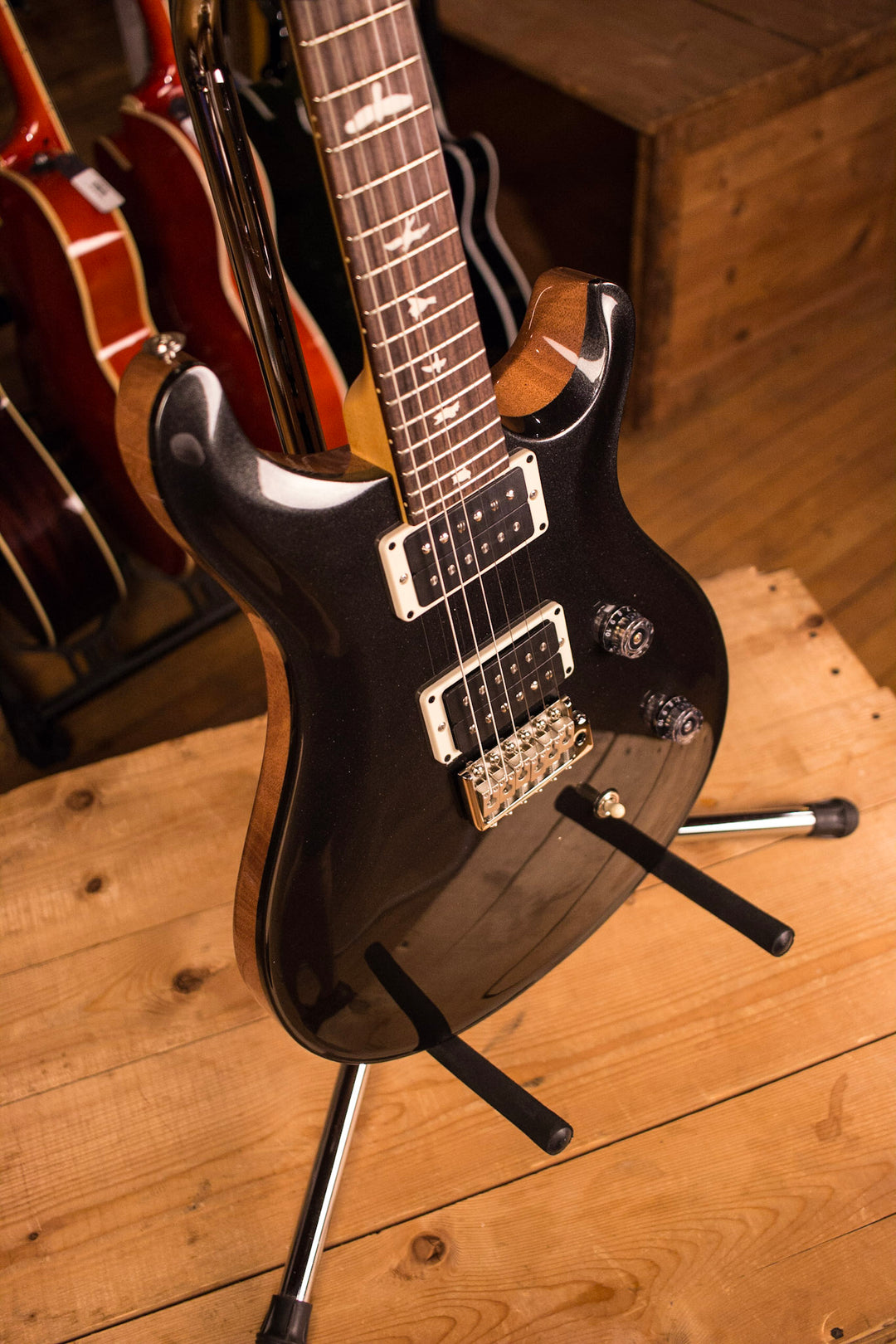2017 PRS Paul Reed Smith CE24 CUSTOM Color Charcoal Metallic Top Natural Back