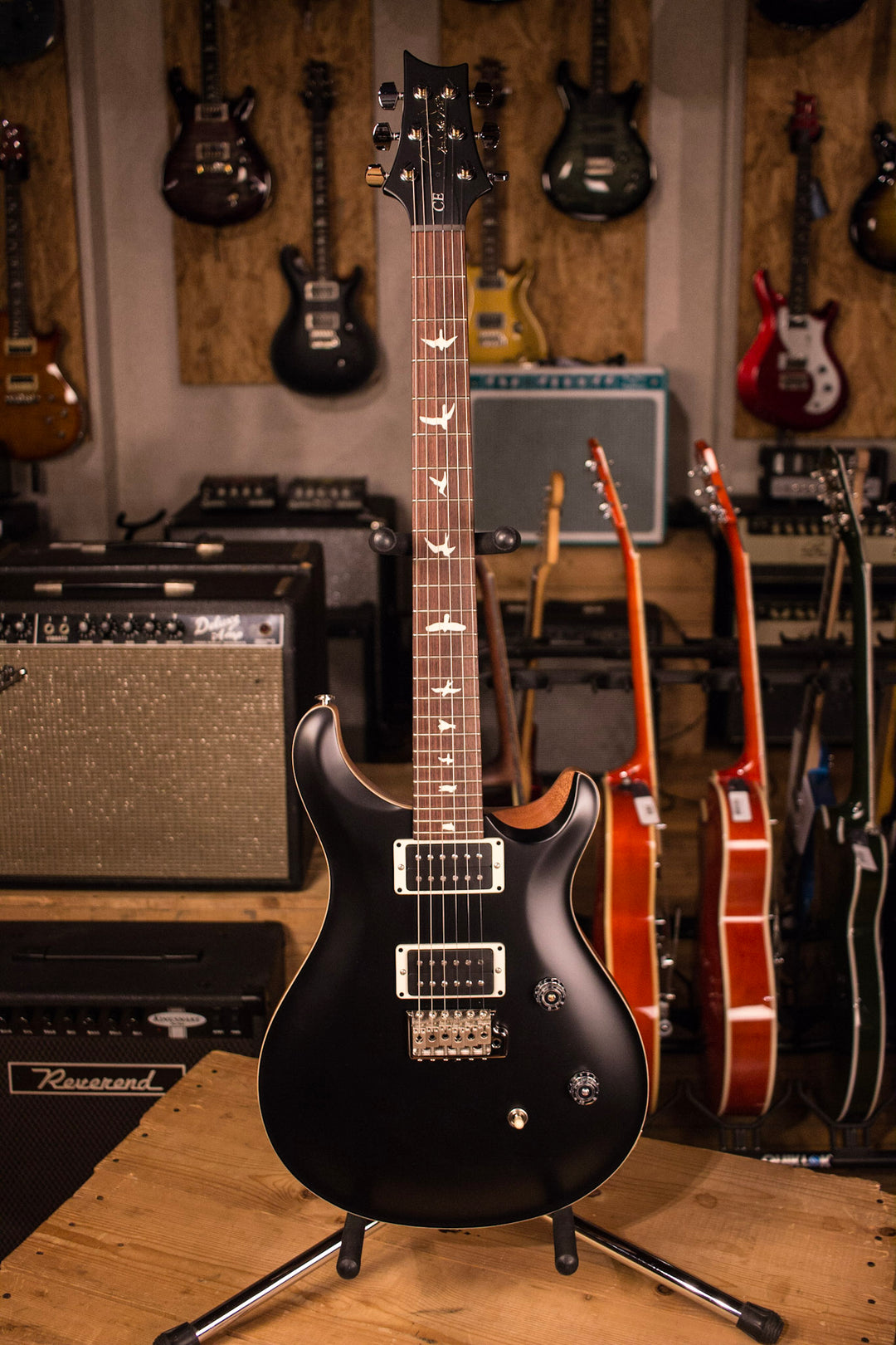 PRS Paul Reed Smith CE24 CUSTOM Color Matte Black Top and Neck, Natural back!
