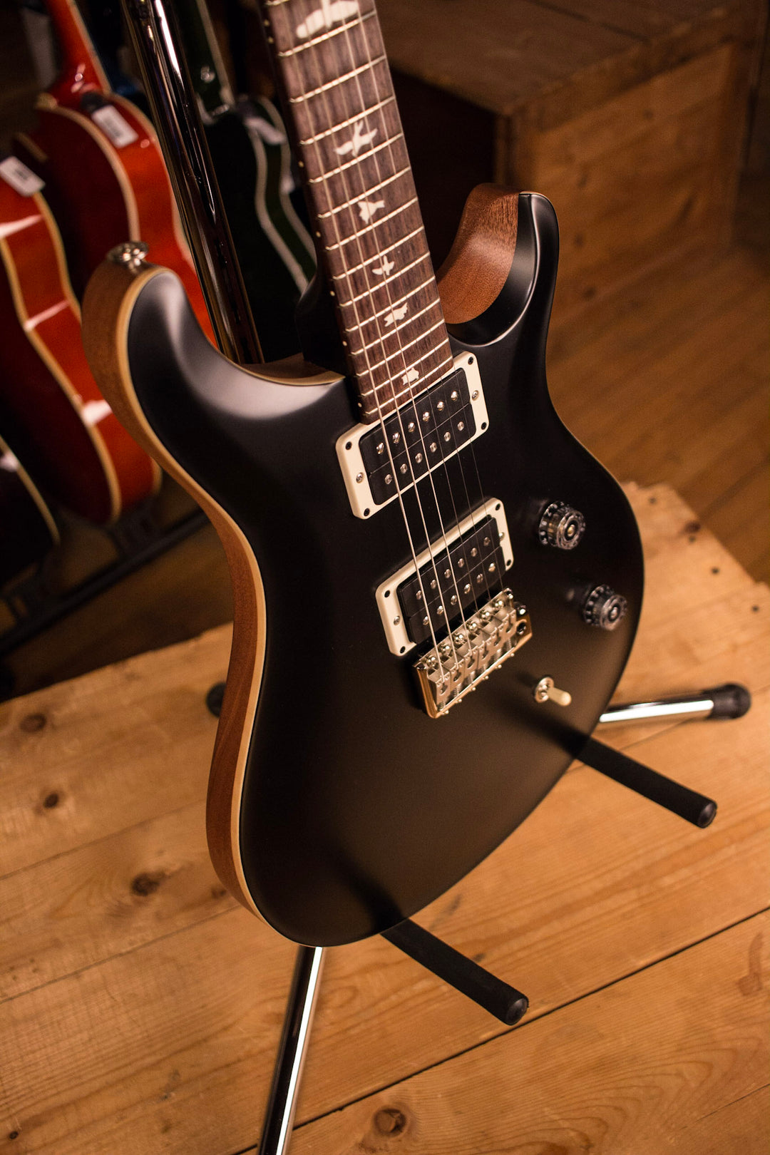 PRS Paul Reed Smith CE24 CUSTOM Color Matte Black Top and Neck, Natural back!
