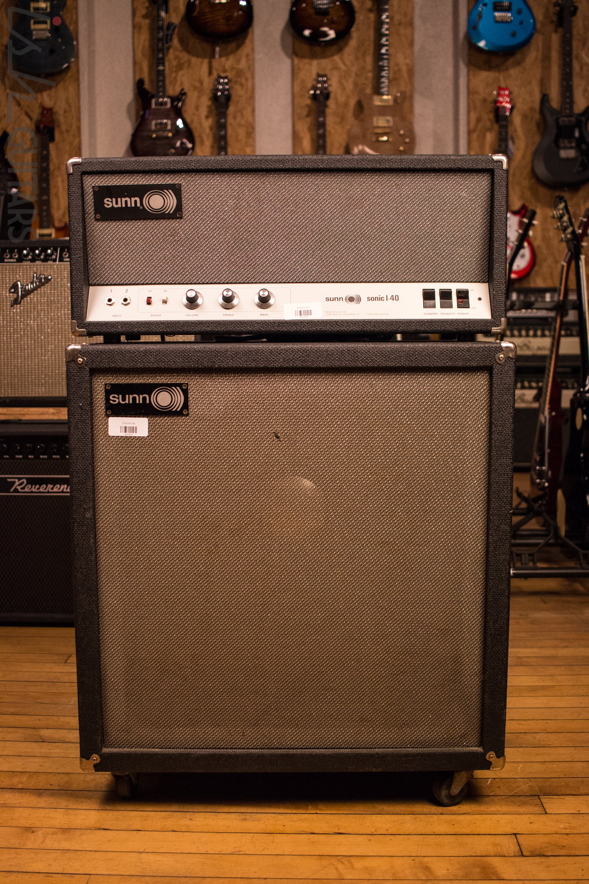 Sunn Sonic I-40 Guitar Bass Amp Head and Cabinet Stack JBL D140