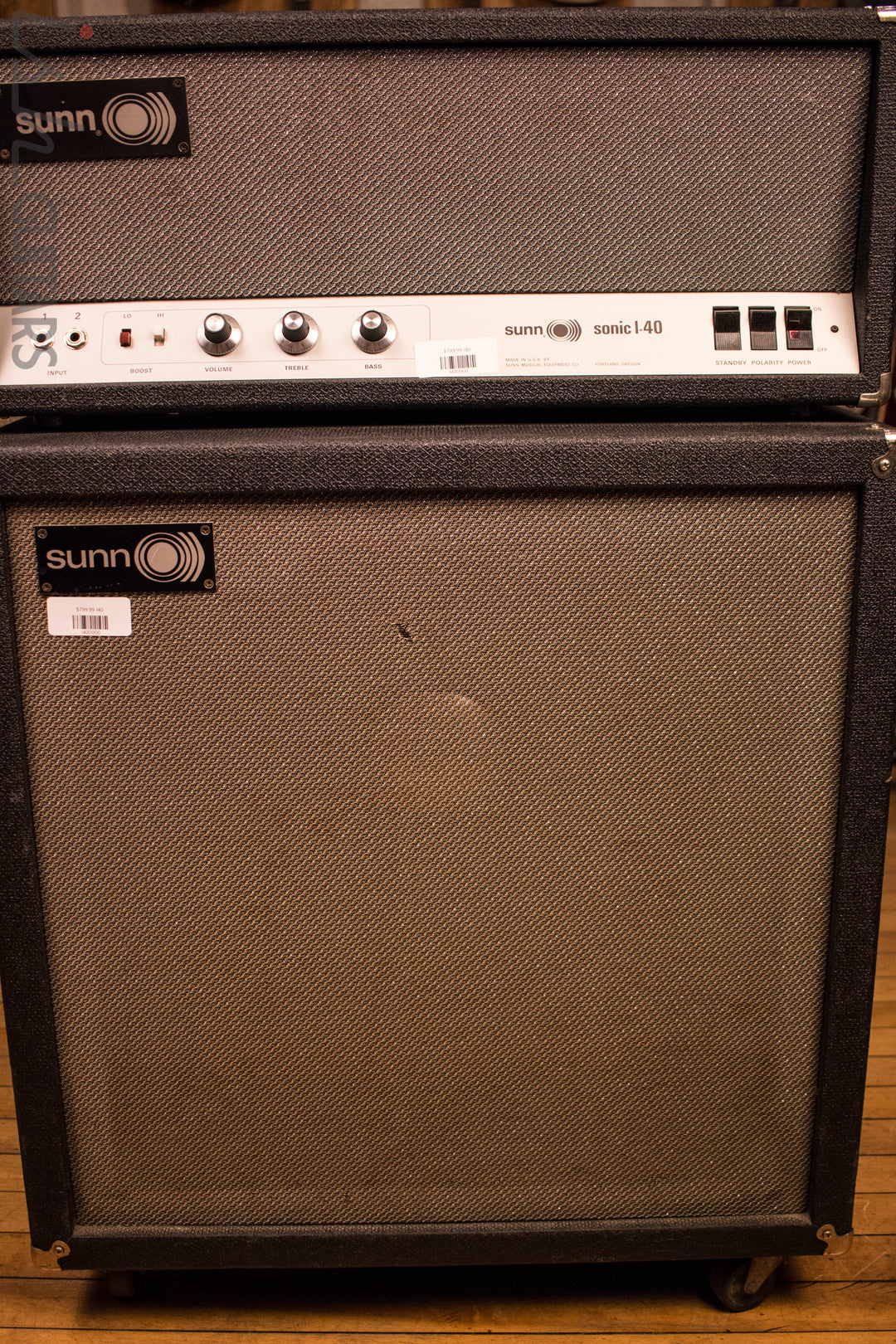 Sunn Sonic I-40 Guitar Bass Amp Head and Cabinet Stack JBL D140 Speaker