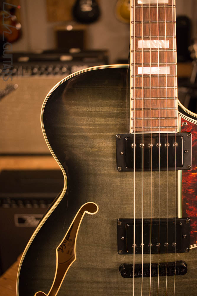 D'Angelico Excel EX-SS Laminated Flame Maple Grey Black Store Demo
