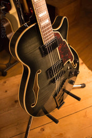 D’Angelico Excel EX-SS Laminated Flame Maple Grey Black Store Demo