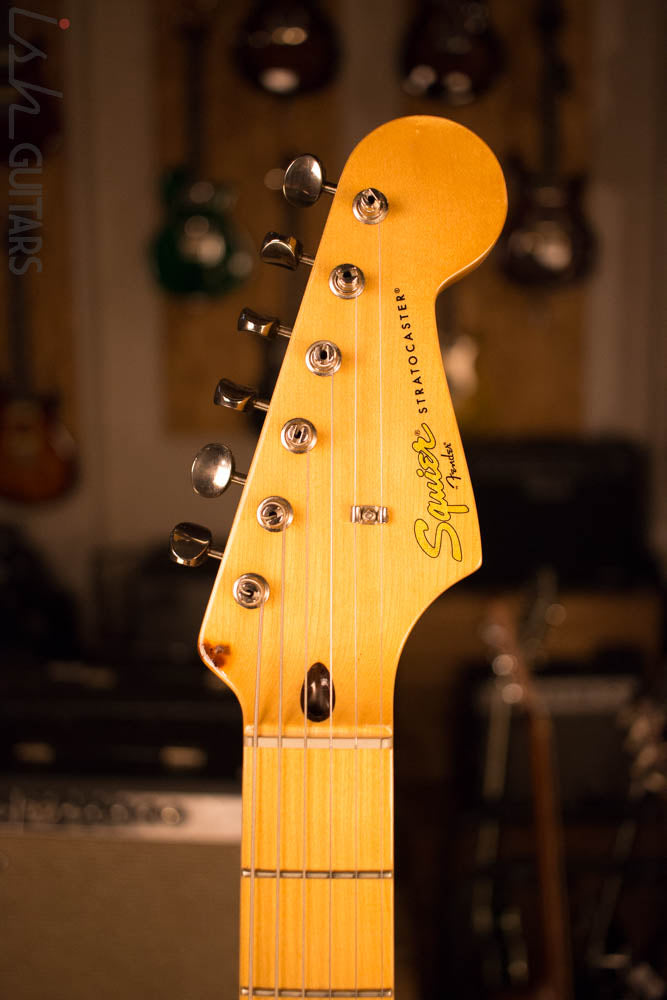 Fender Squire Classic Vibe 1957 Reissue Stratocaster Olympic White Gold Anodized Pickguard