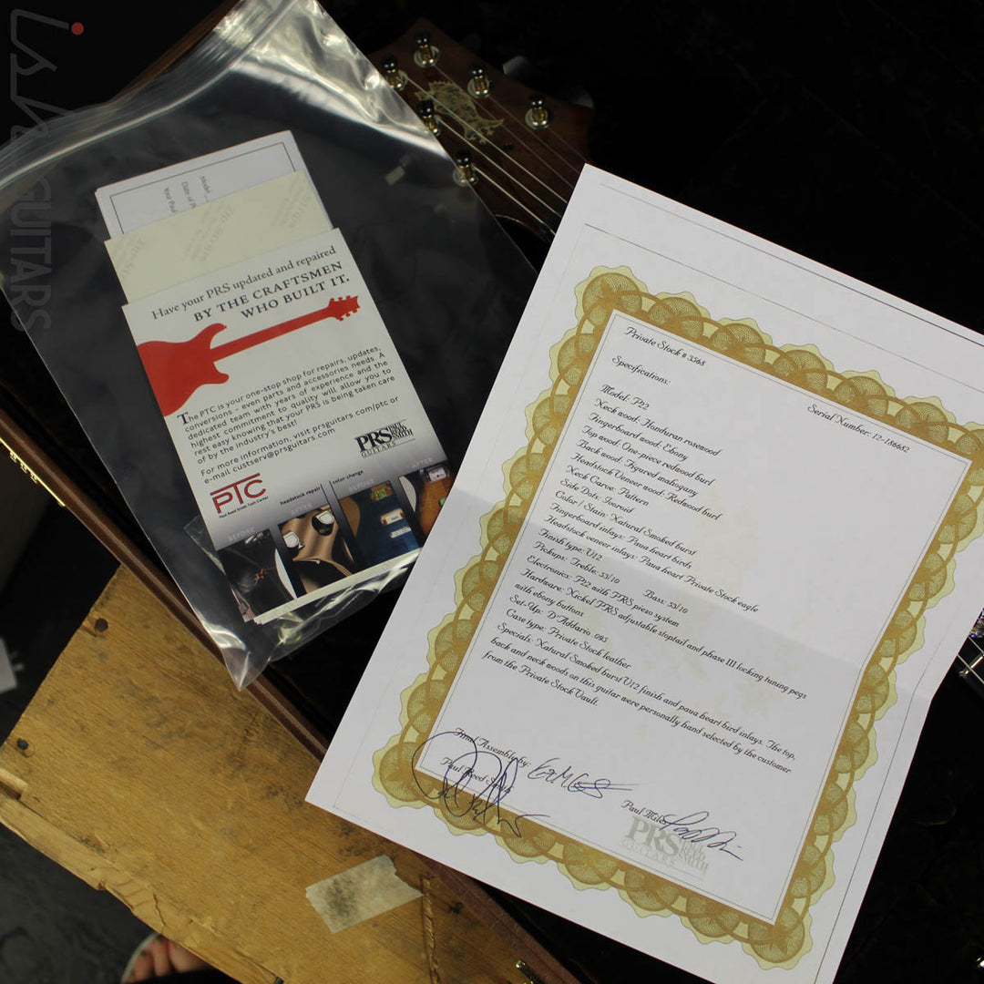 2012 PRS Private Stock McCarty Chambered Natural Smoked Burst Redwood Burl