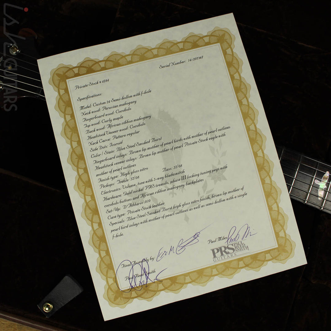 2014 Paul Reed Smith PRS Private Stock Custom 24 Semihollow