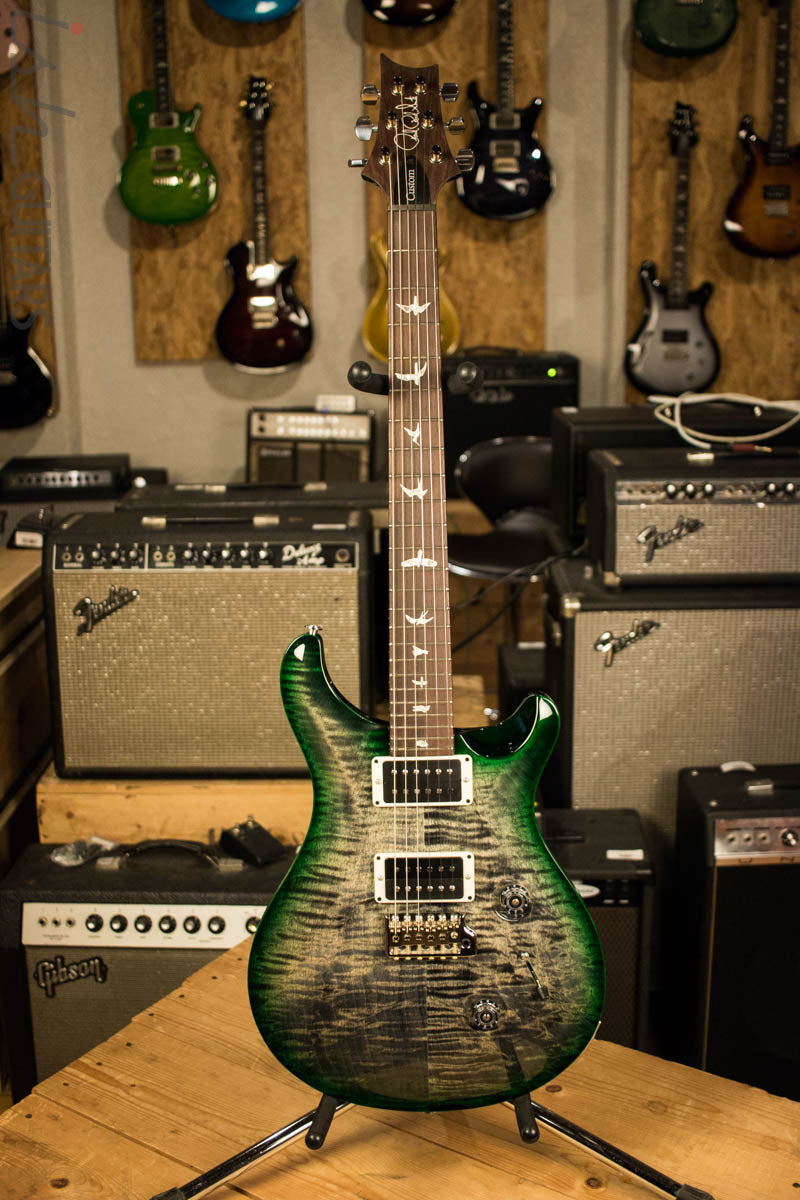 2018 PRS Paul Reed Smith Custom 24 Evergreen Charcoal Burst Pattern Thin