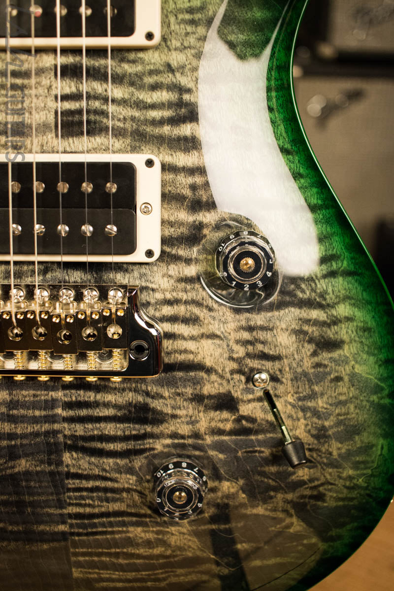 2018 PRS Paul Reed Smith Custom 24 Evergreen Charcoal Burst Pattern Thin