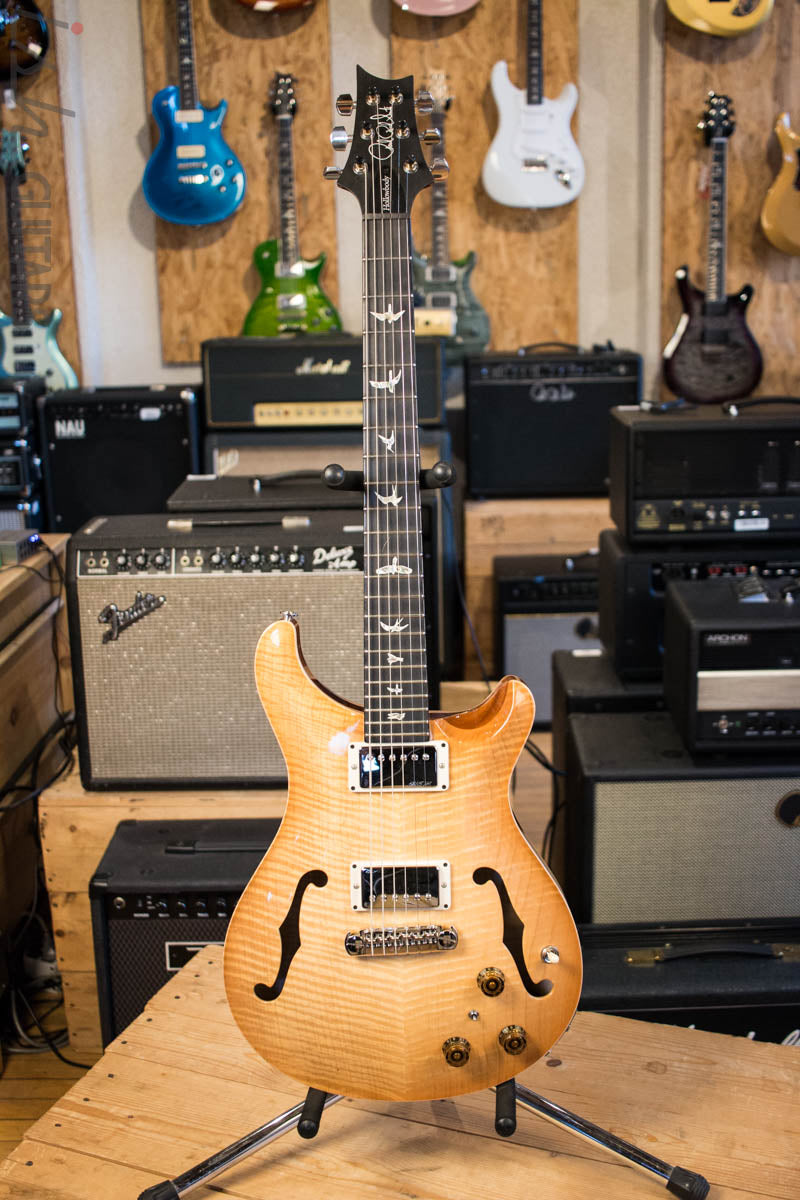 2018 PRS Experience Hollowbody II Piezo Vintage Natural Burst 10 Top INSANE FLAME