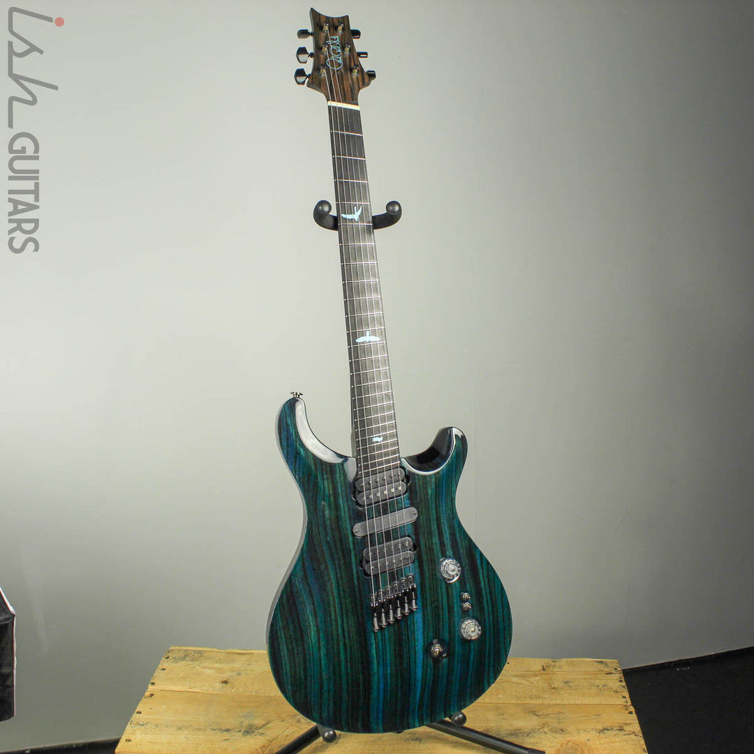 2018 PRS Paul Reed Smith Private Stock Custom 24 Multi Scale Zebrawood Dark Blue Glow Smoked Burst
