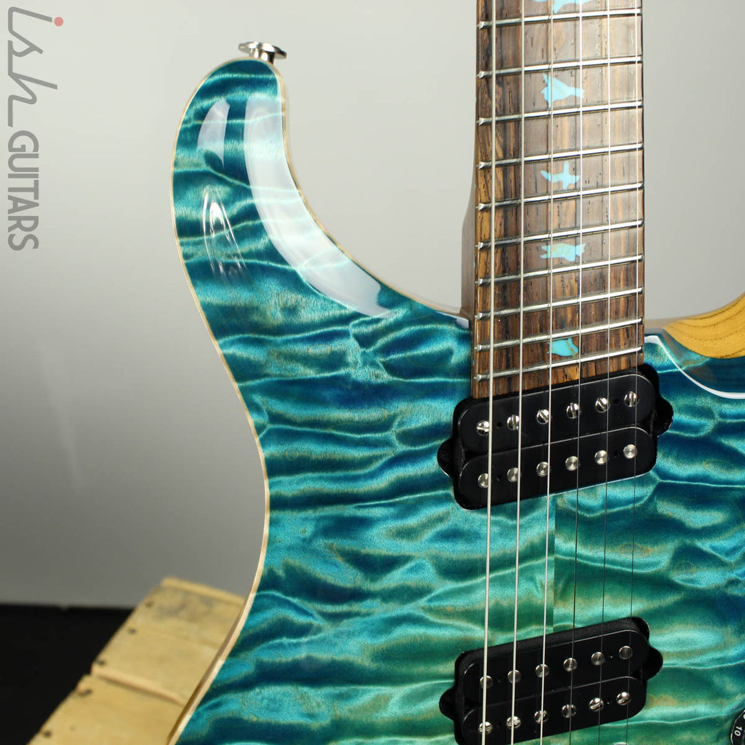 PRS Paul Reed Smith Private Stock Custom 24 Multi-Scale Quilted Maple Double Faded Aquamarine Glow