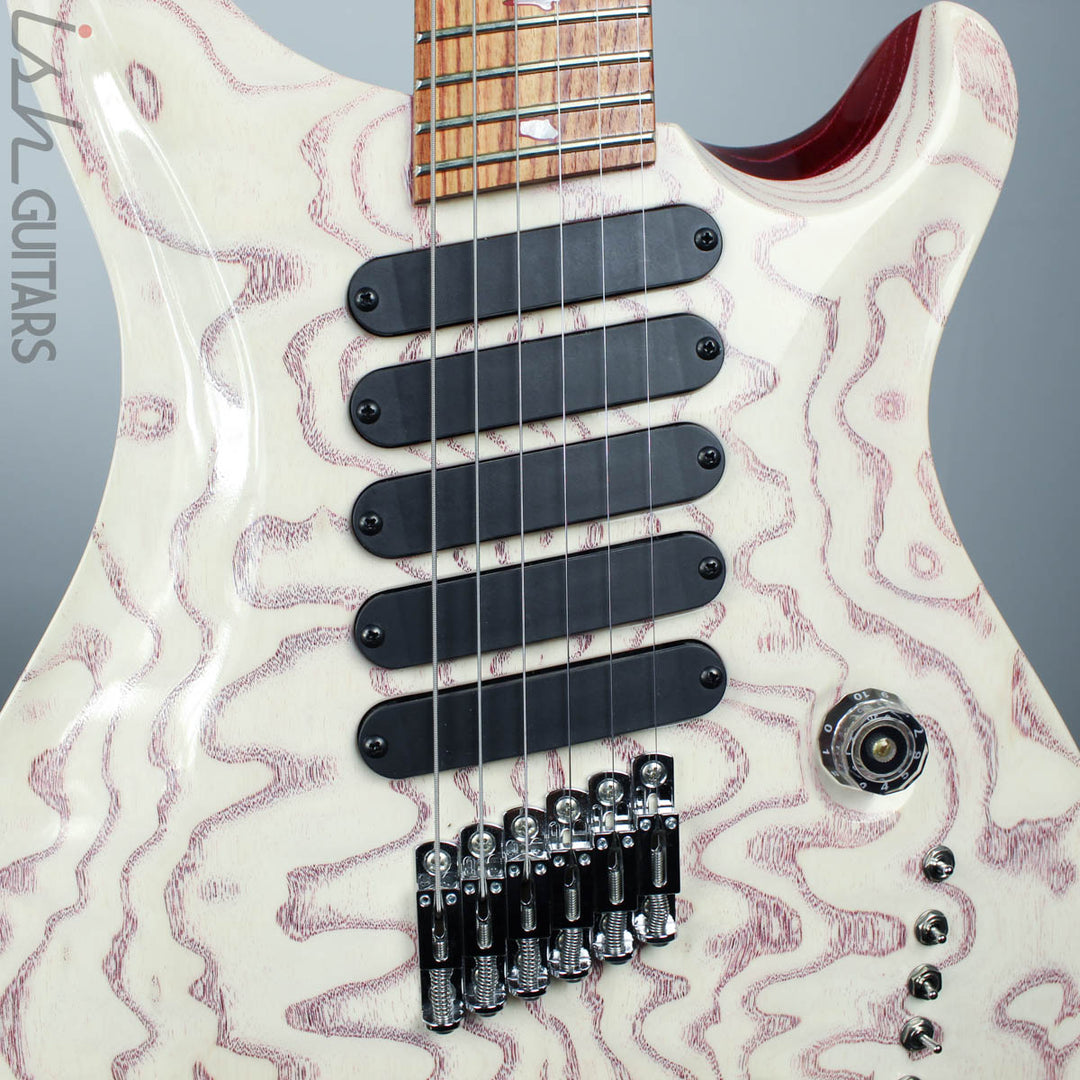 PRS Paul Reed Smith Private Stock Custom 24 Multi-Scale Figured Swamp Ash White Wash Red Grainfiller