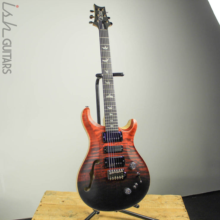 PRS Wood Library Special 22 Semi-Hollow 10 Top Fire Red to Black Gray Fade Satin