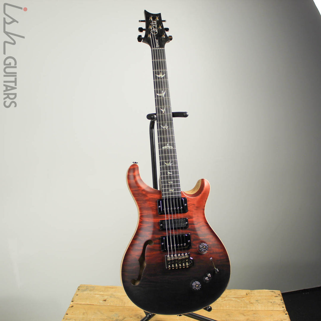 2019 Paul Reed Smith PRS Wood Library Special 22 Semi-Hollow 10 Top Red Black Fade 1 Piece Quilt