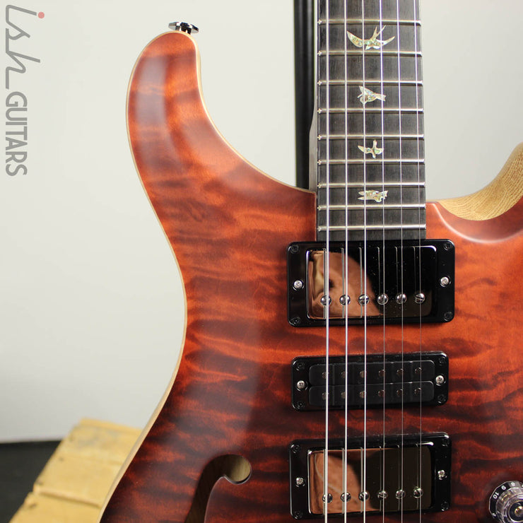 2019 Paul Reed Smith PRS Wood Library Special 22 Semi-Hollow 10 Top Red Black Fade 1 Piece Quilt