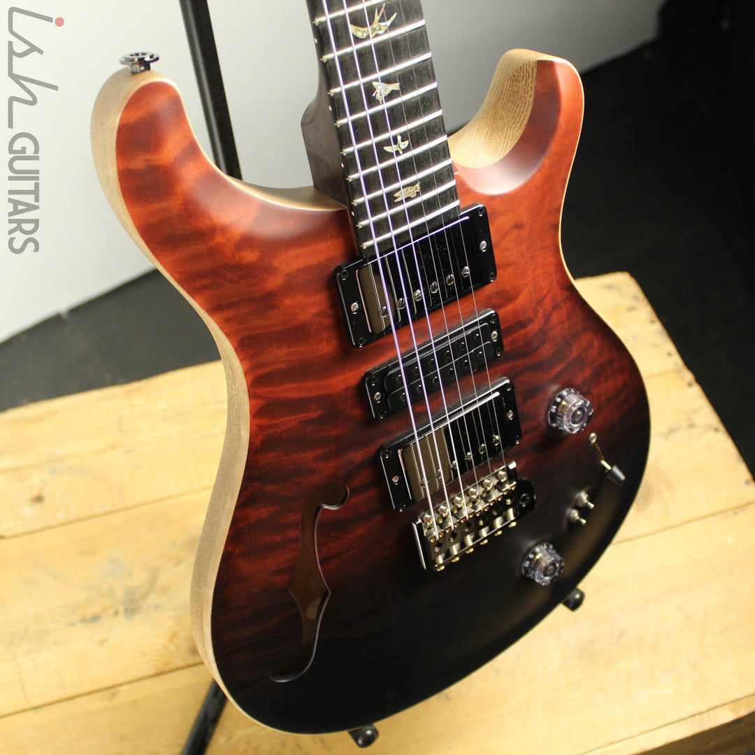 2019 Paul Reed Smith PRS Wood Library Special 22 Semi-Hollow 10 Top Red Black Fade 1 Piece Quilt