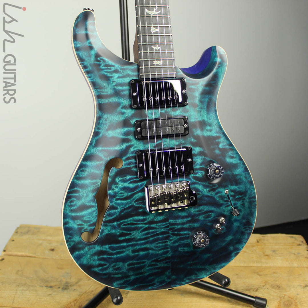 2020 Paul Reed Smith PRS Wood Library Special 22 Semi-Hollow Blue Green Satin Ash Rosewood Neck