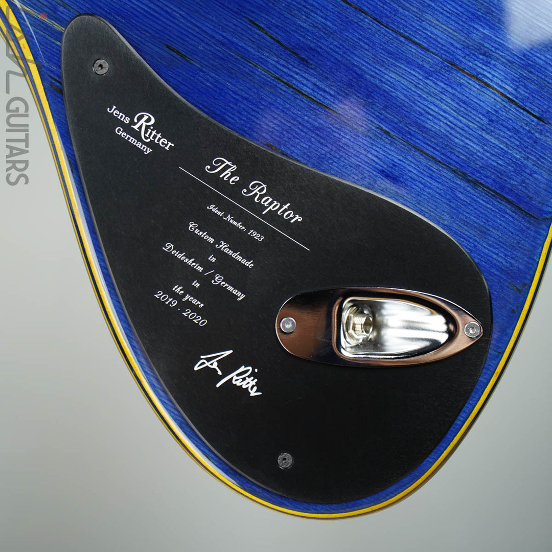 Ritter Raptor 4 String Bass Guitar Blue Yellow High Density Ply