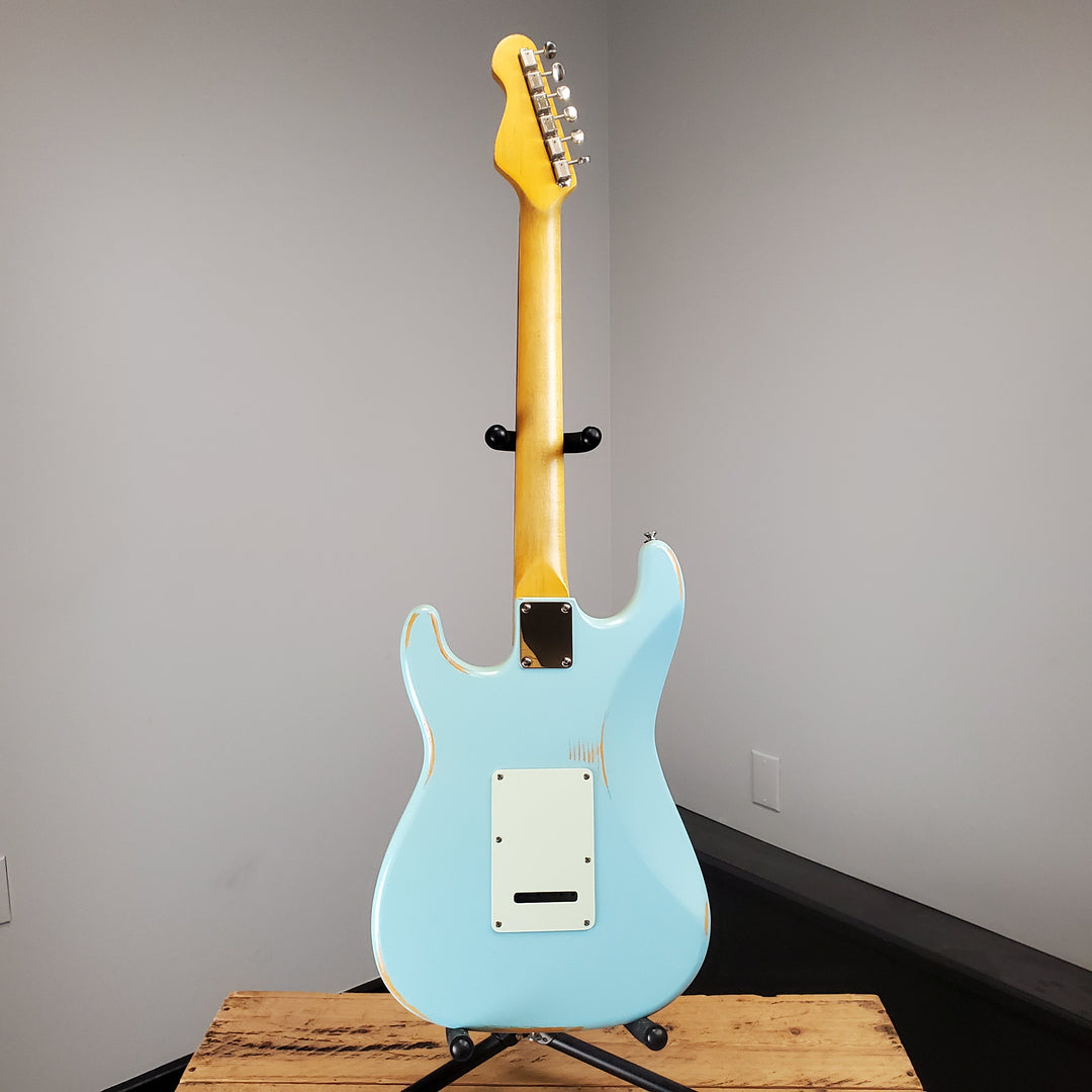 Vintage Icon Series V6 Strat Style Reliced Sonic Blue