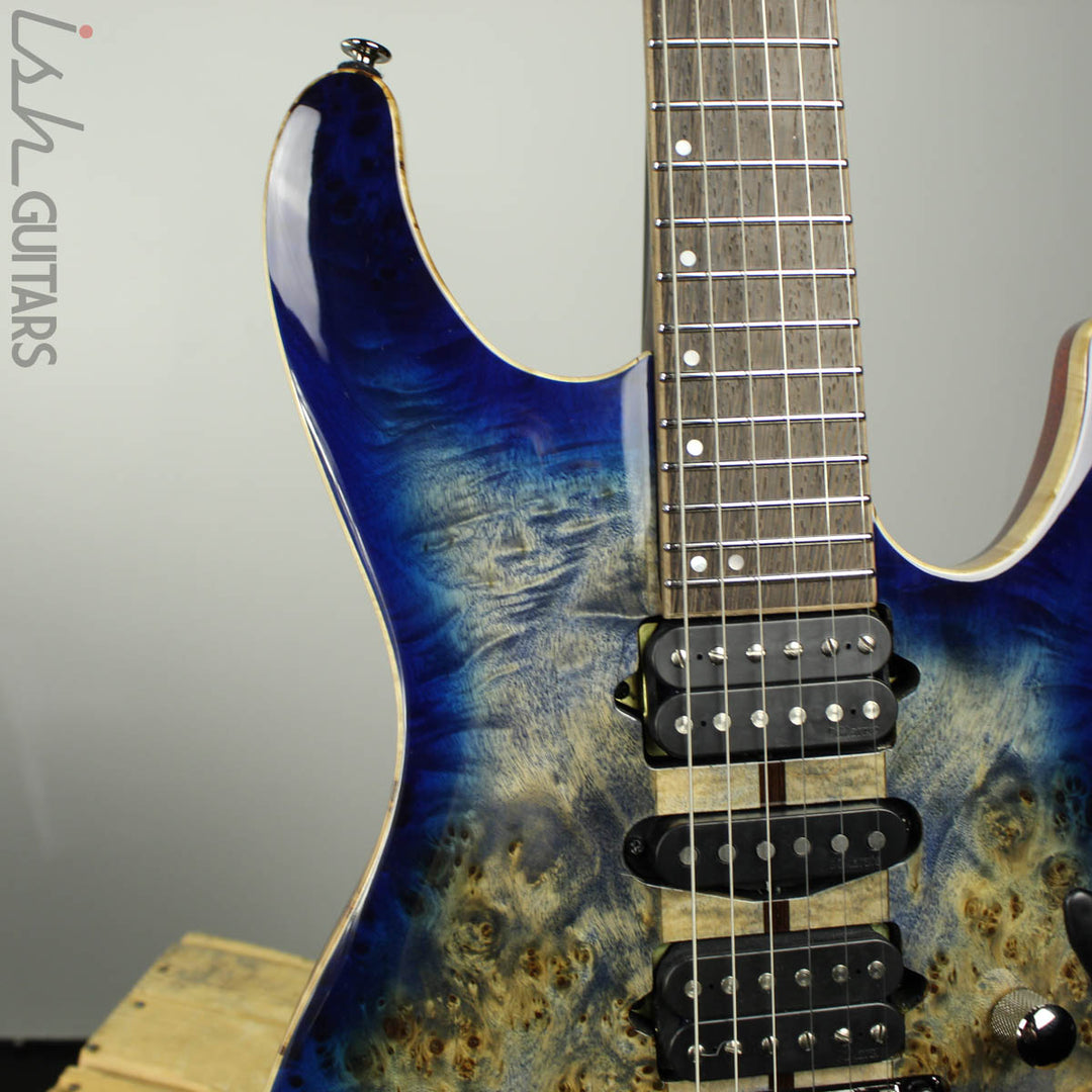 Ibanez S1070PBZ Premium Electric Guitar Cerulean Blue Poplar Burl