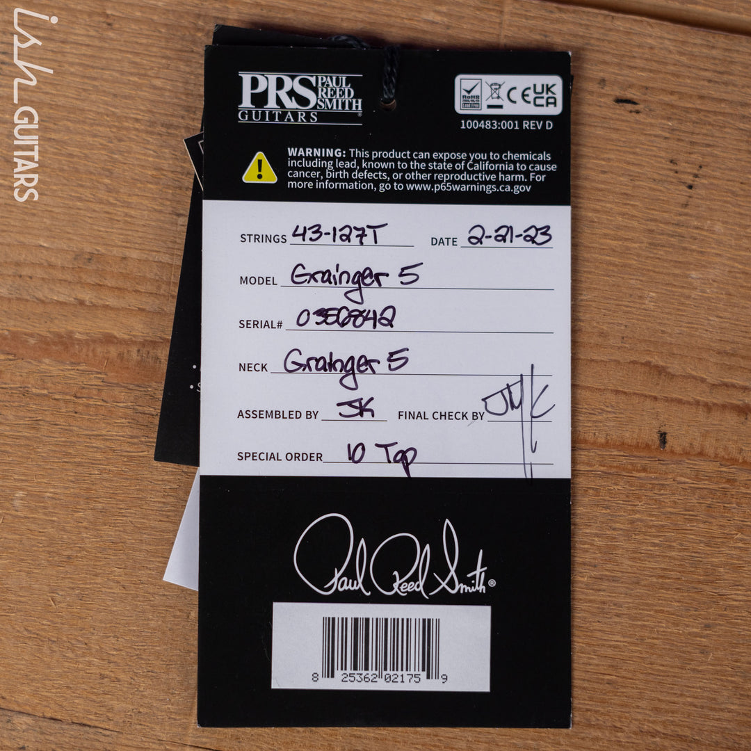 PRS Grainger 5-String Bass 10-Top Tiger Eye