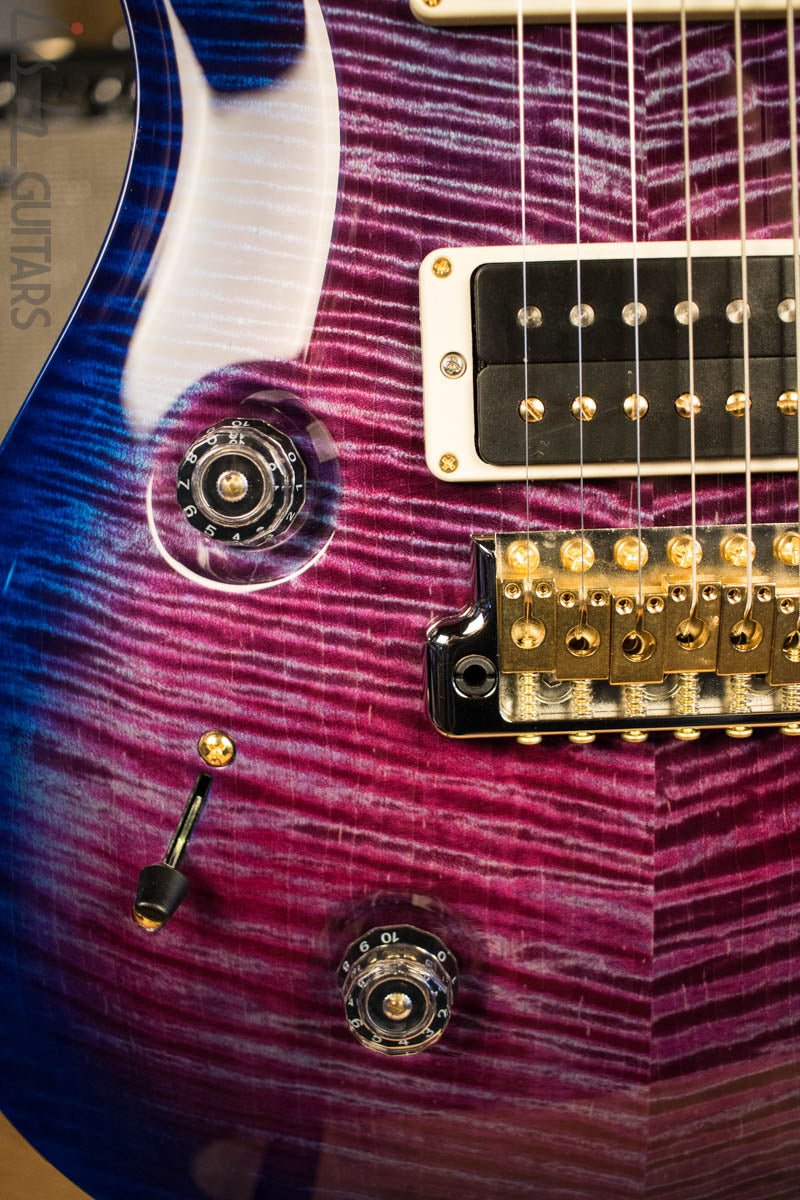 Paul Reed Smith Custom 24 Lefty Custom Color Violet Blue Burst Hybrid Gold Hardware Flame Maple Neck Ebony Board