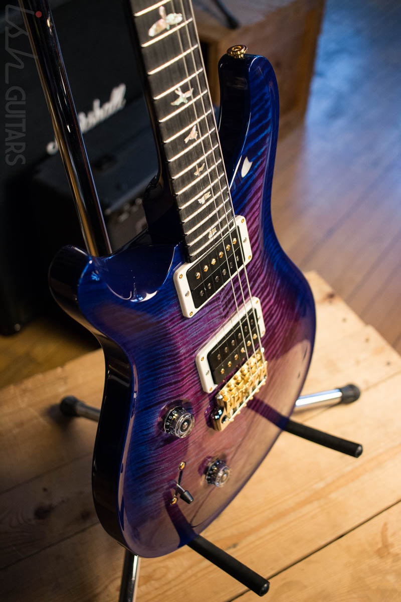 Paul Reed Smith Custom 24 Lefty Custom Color Violet Blue Burst Hybrid Gold Hardware Flame Maple Neck Ebony Board