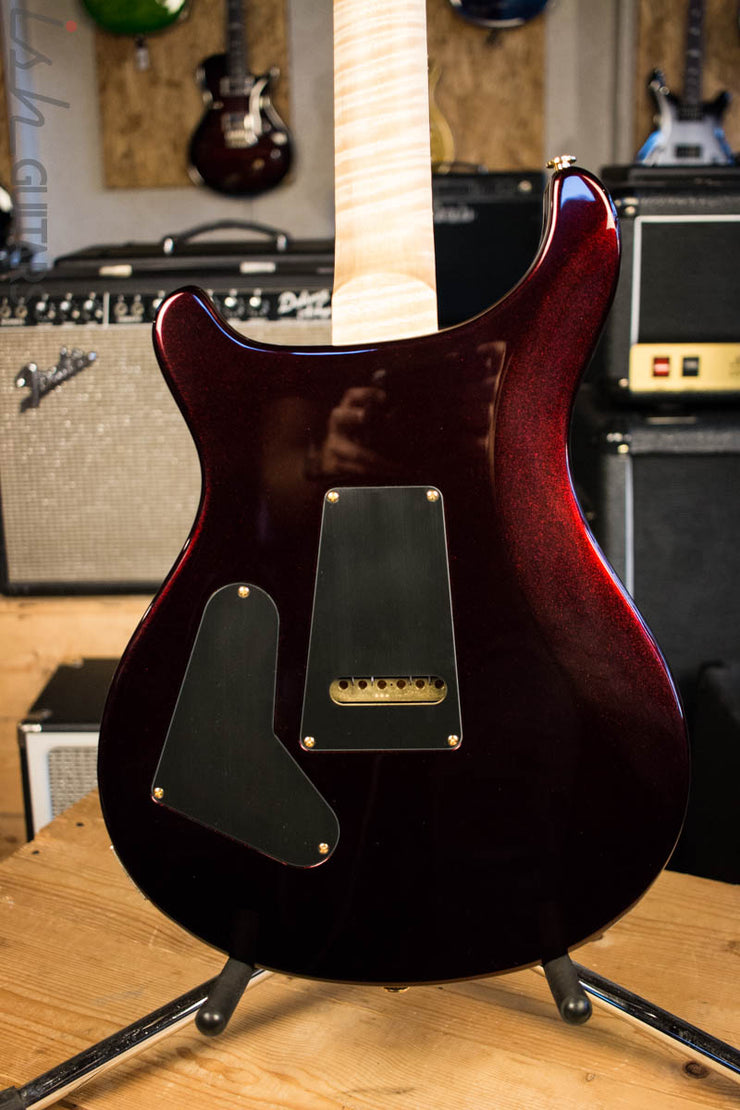 Paul Reed Smith Custom 24 Custom Color Candy Apple Red w/ Gold Hybrid Hardware Artist Pack Inlays Flame Maple Neck and Ziricote Fretboard