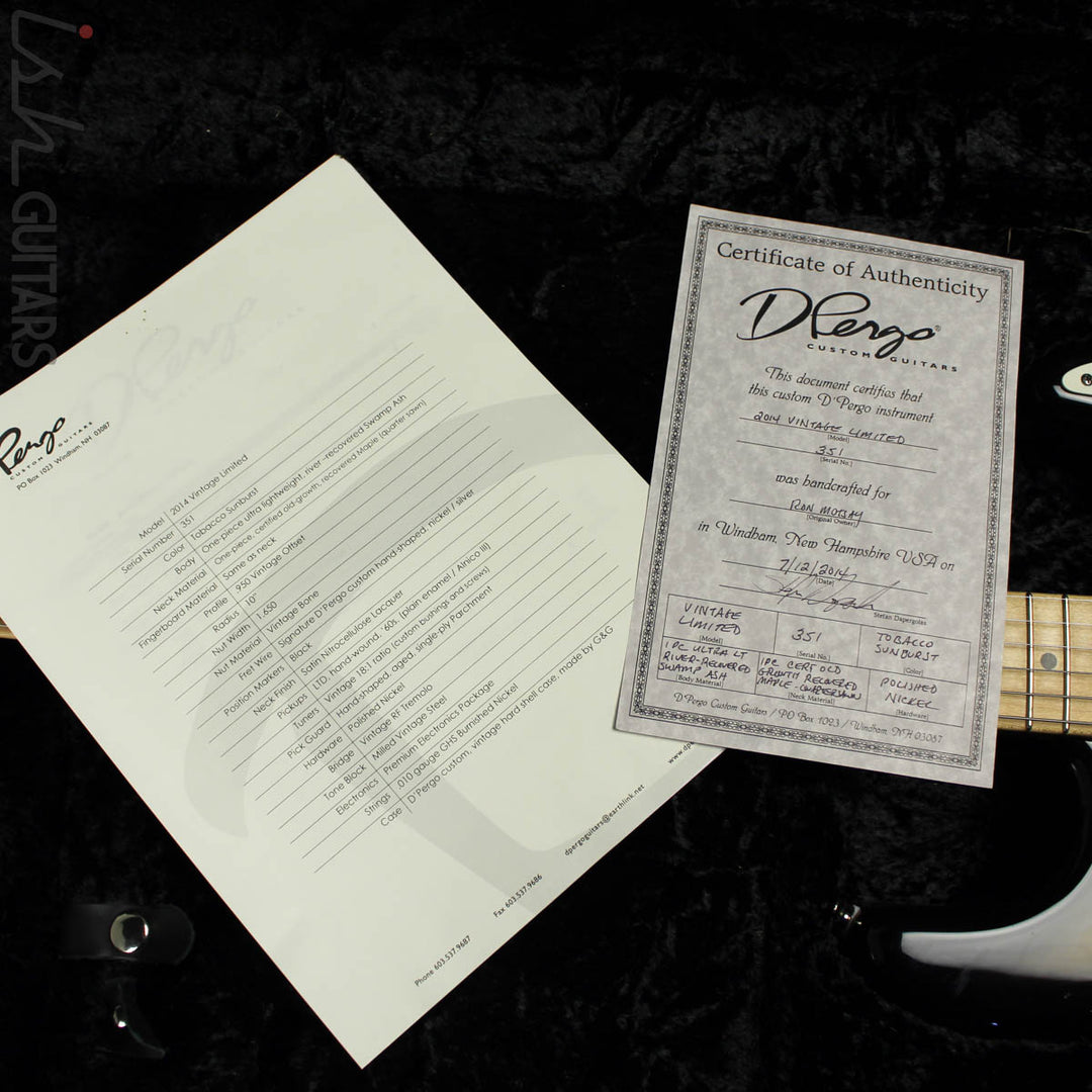 2014 D’Pergo Vintage Limited Strat Tobacco Sunburst