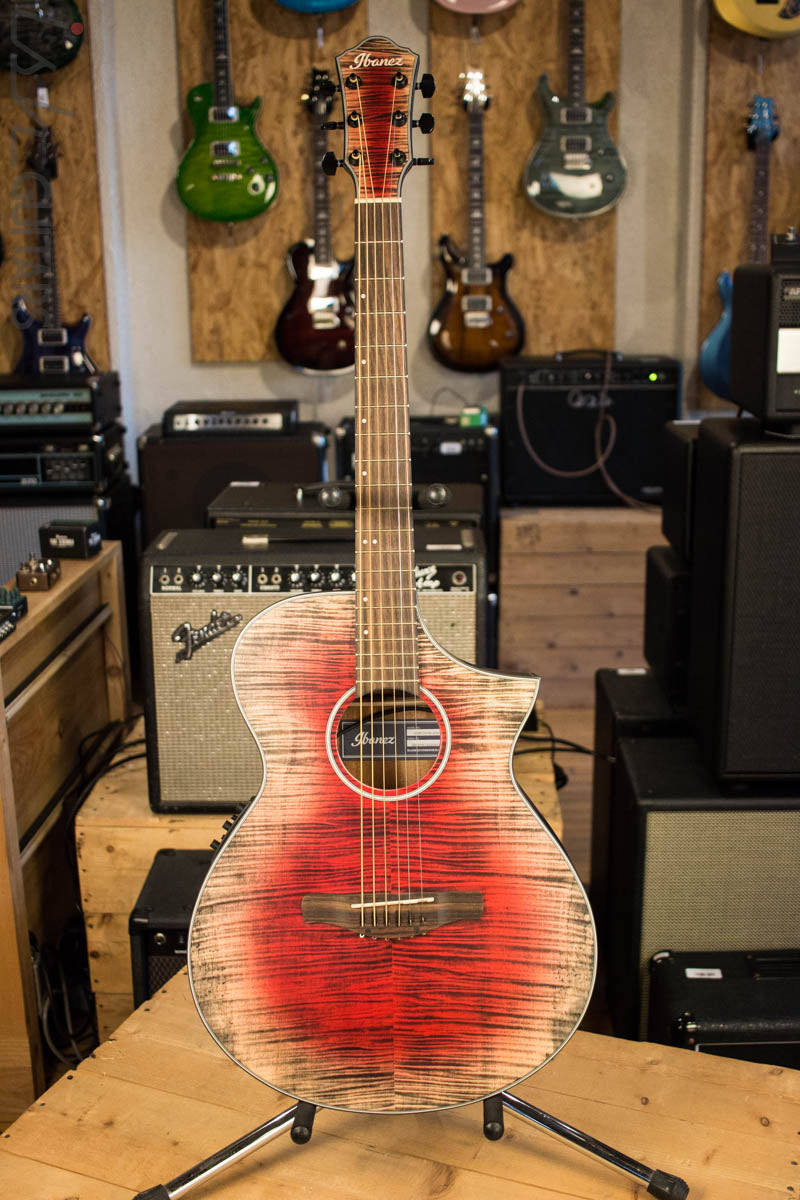 Ibanez AEWC32FM Thinline Acoustic-Electric Glacier Red Low Gloss