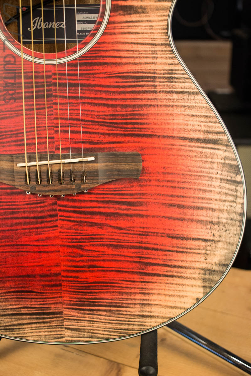 Ibanez AEWC32FM Thinline Acoustic-Electric Glacier Red Low Gloss