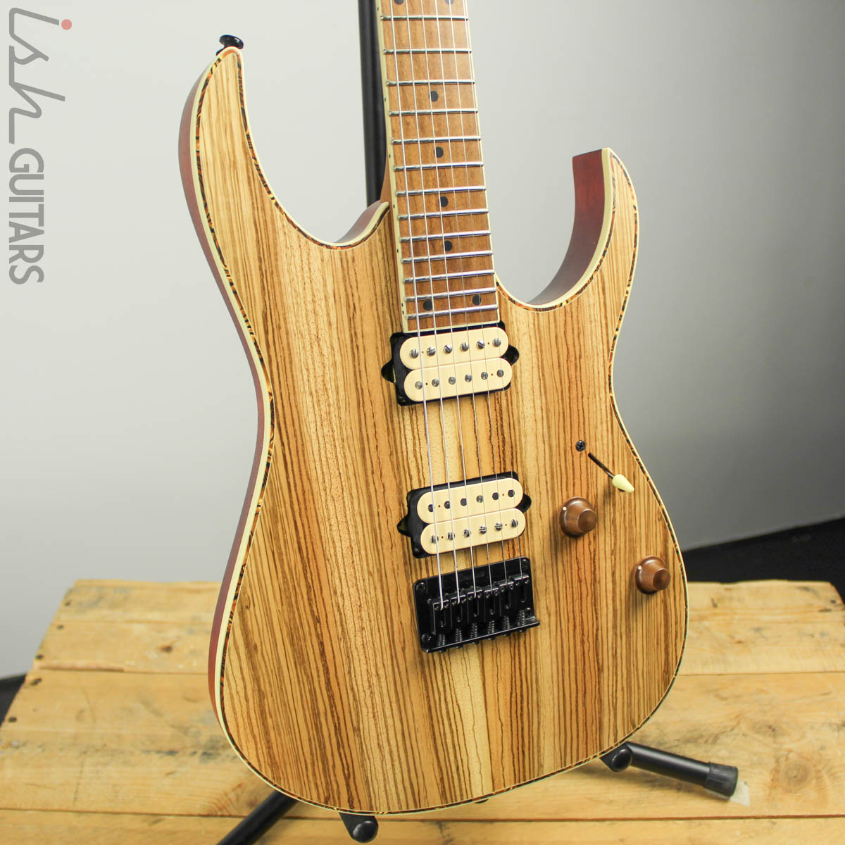 Ibanez Exotic RGEW521M Zebrawood Natural Flat B-STOCK – Ish Guitars