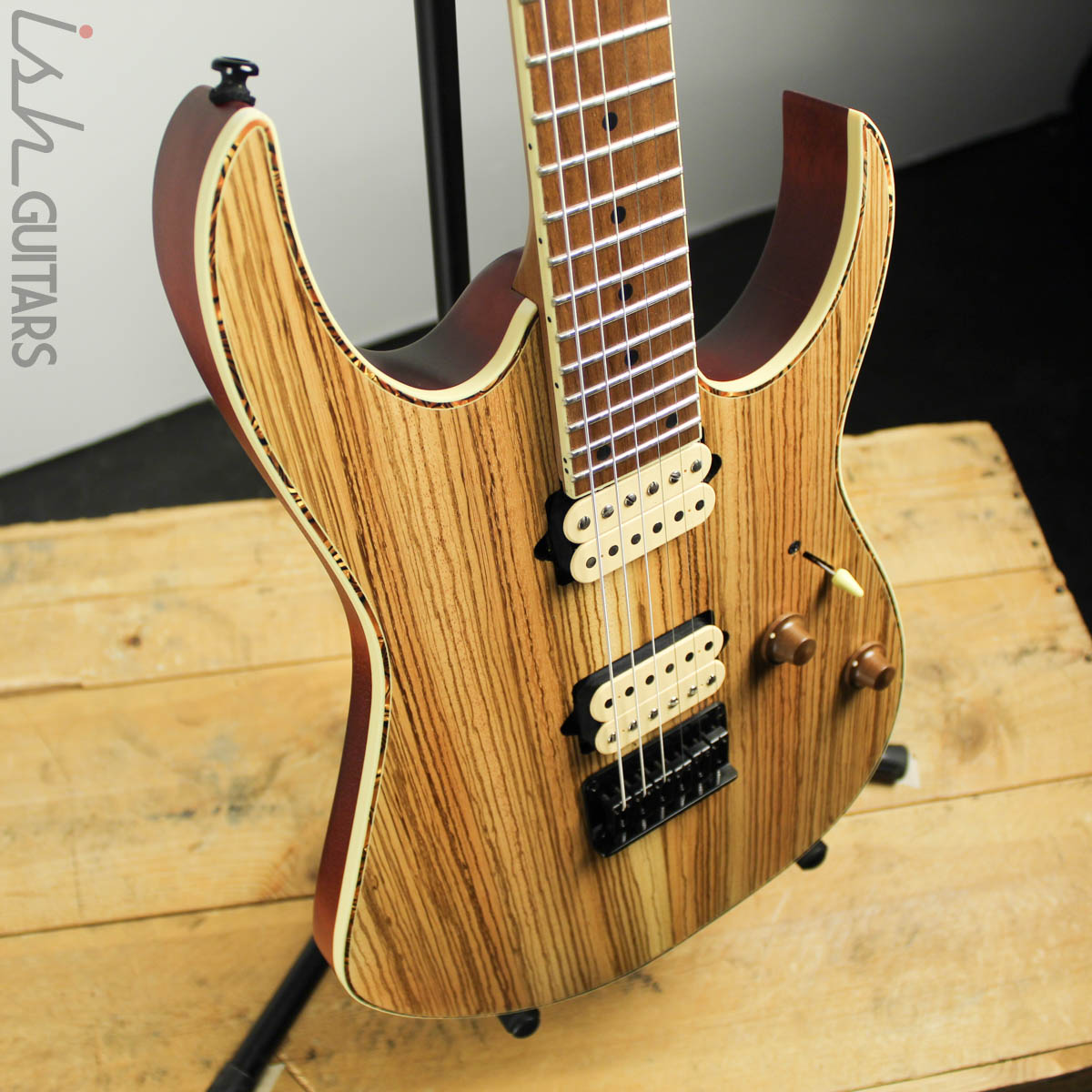 Ibanez Exotic RGEW521M Zebrawood Natural Flat B-STOCK – Ish Guitars