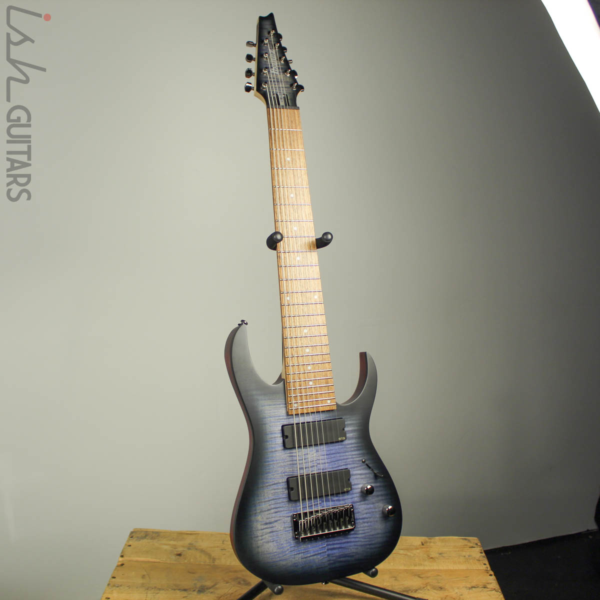 ギター Ibanez Iron Label RGIR9FME SPOT MODEL Ibanez RGIR9FME Iron Label 9-String Faded Denim Blue Burst – Ish