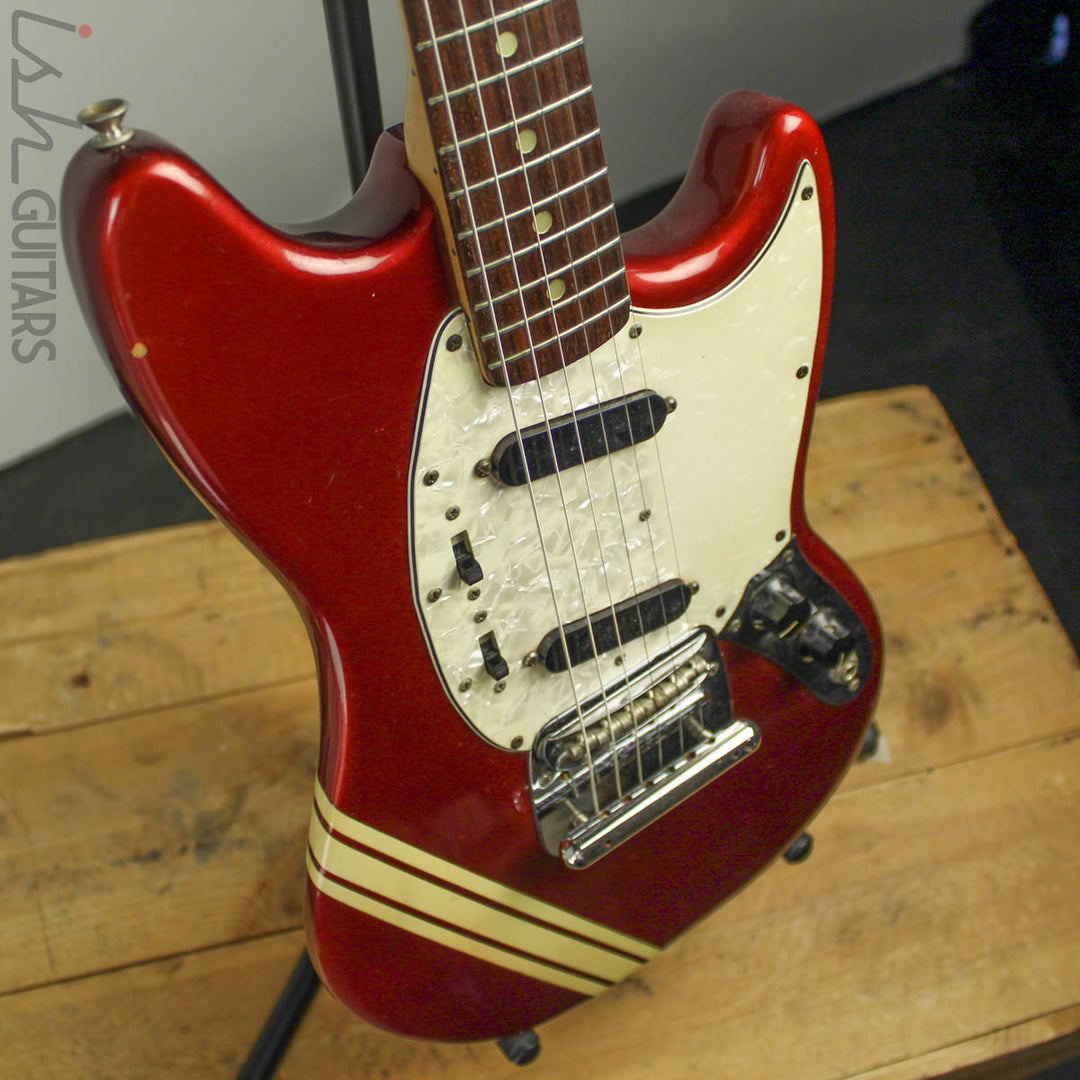 1973 1974 Fender Mustang Red with Competition Racing Stripes (DEMO VIDEO)